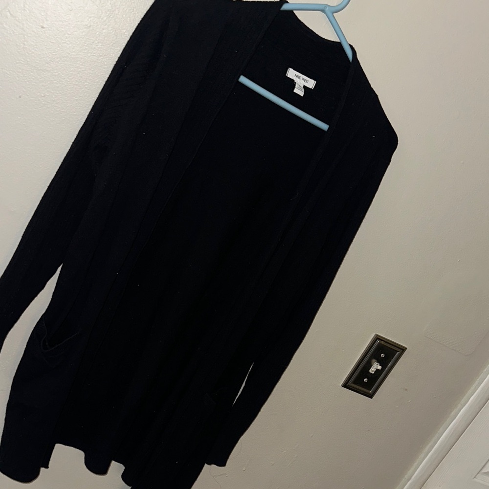 Nine West Men's Black Open-Front Cardigan
